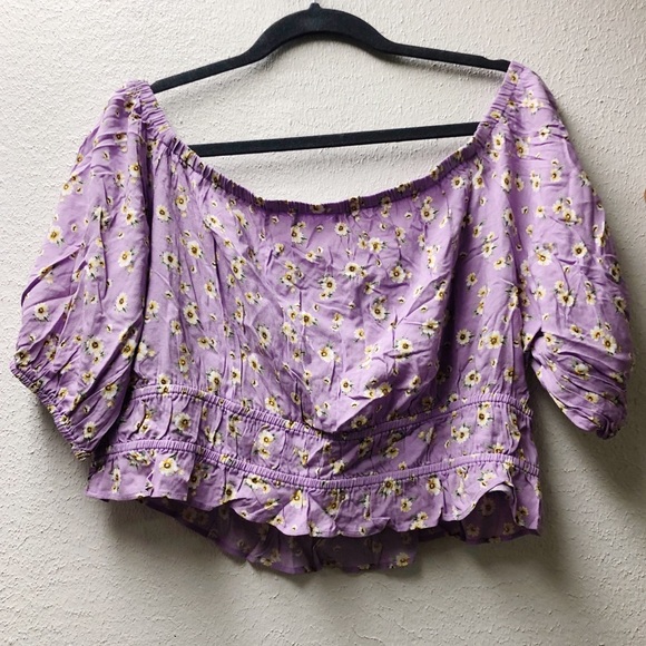 Abound Off Shoulder Puff Sleeve Crop Top Cottagecore - Picture 3 of 9